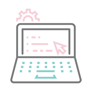 Icon of a laptop with a gear representing advanced orthodontic technology.