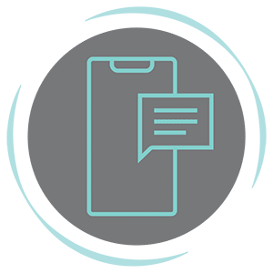 Icon of a smartphone with a message bubble representing contacting the orthodontic office.